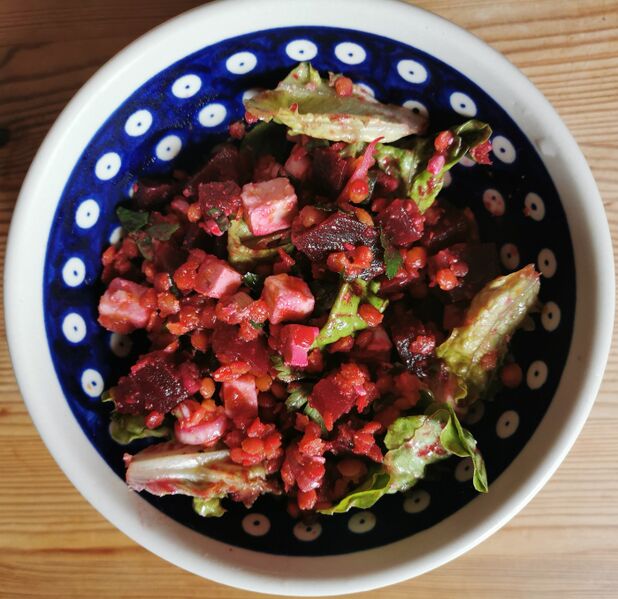 Datei:Rote-Linsen-Salat mit Roter Bete 01.jpg